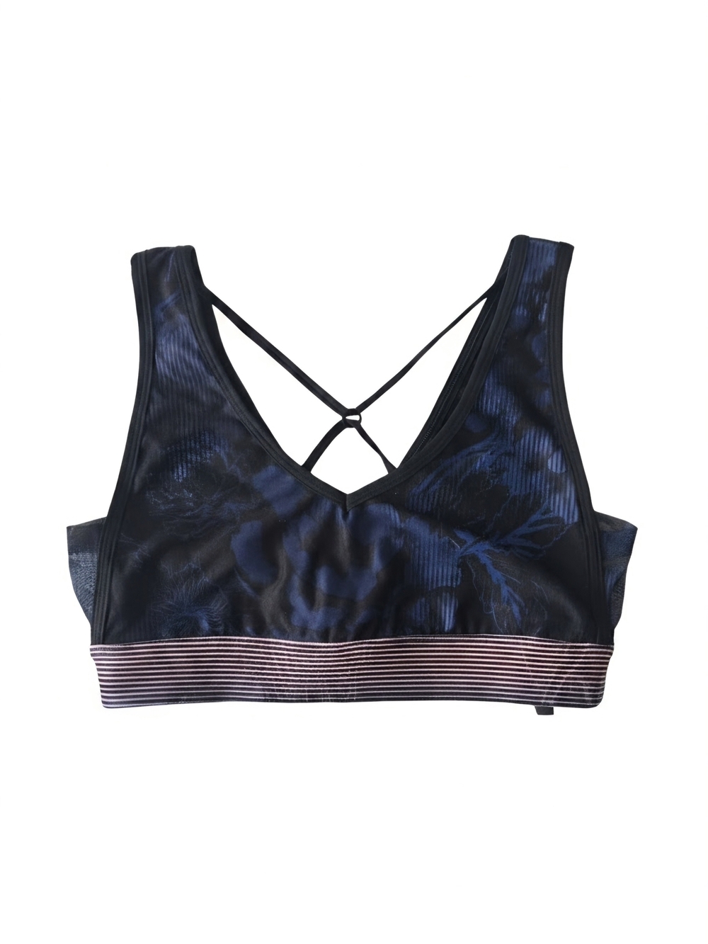 Wear It To Heart Strappy Sports Bra - Navy/Black Size:Small